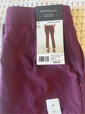 NWT Rafaella Windsor Stretch Work Pants - Trouser - Size 4 - Ankle Length - Wine